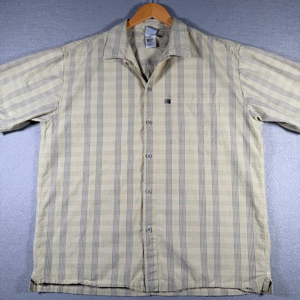 The North Face A5 Series Mens XL Tan Plaid Short Sleeve Button Down Shirt AYC8